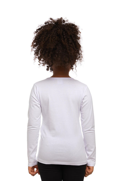 White Girl's Plain Basic Lycra Long Sleeve T-Shirt