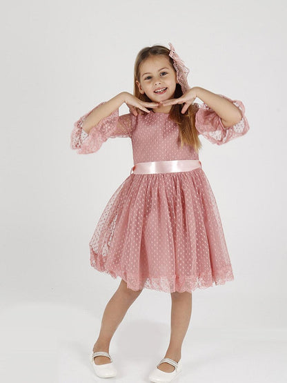 Girl's Tailed Lace Dress Ak2208