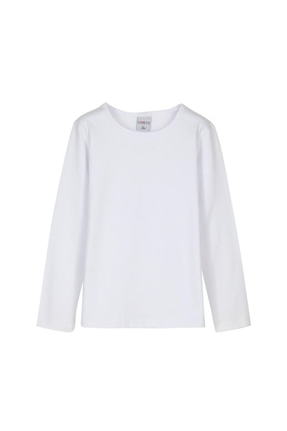 White Girl's Plain Basic Lycra Long Sleeve T-Shirt