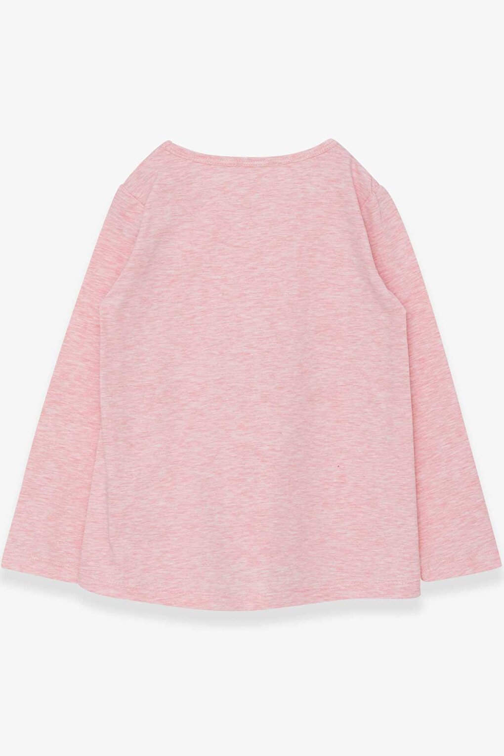 Girl's Long Sleeve T-Shirt Glitter Heart Printed Salmon Melange (Age 5-10)