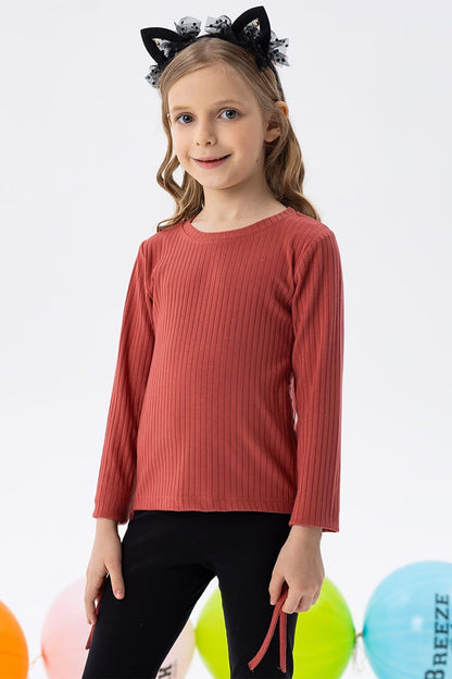 Girl's Long Sleeve T-Shirt Side Gathered Tile (8-14 Years)