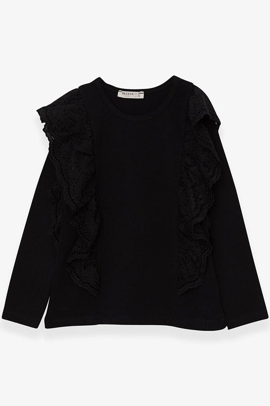 Girl's Blouse Laced Black (Age 5-10)