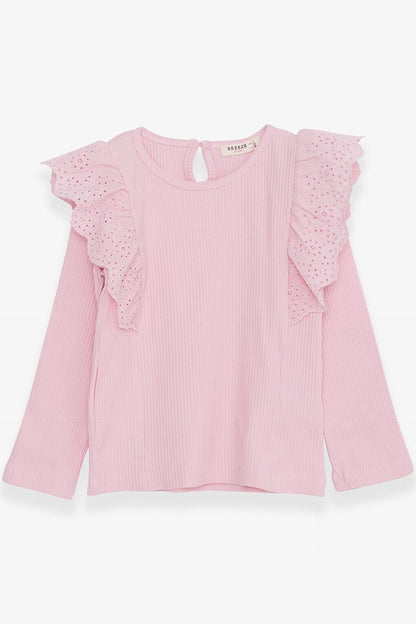 Girl's Long Sleeve T-Shirt Laced Pink (Age 3-8)