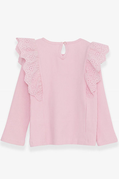 Girl's Long Sleeve T-Shirt Laced Pink (Age 3-8)