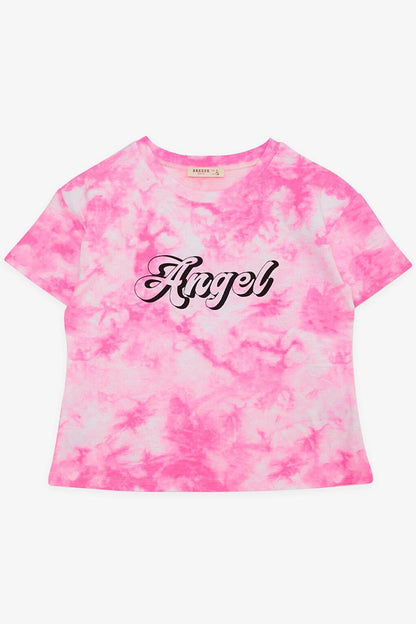 Girl's T-Shirt Text Printed Neon Pink (Ages 8-14)