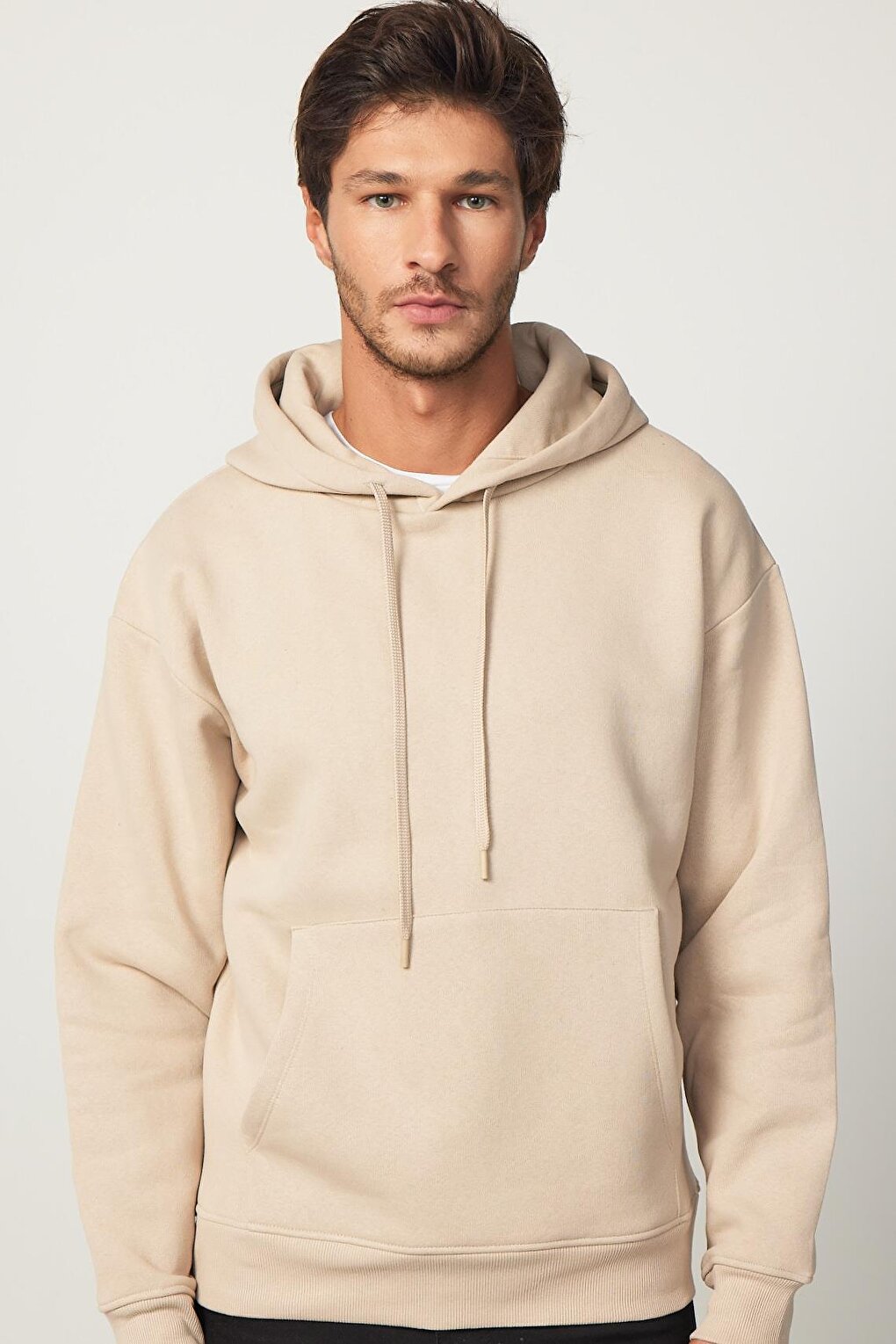 Oversize Cotton Hooded Basic Stone Color Unisex Hoodie