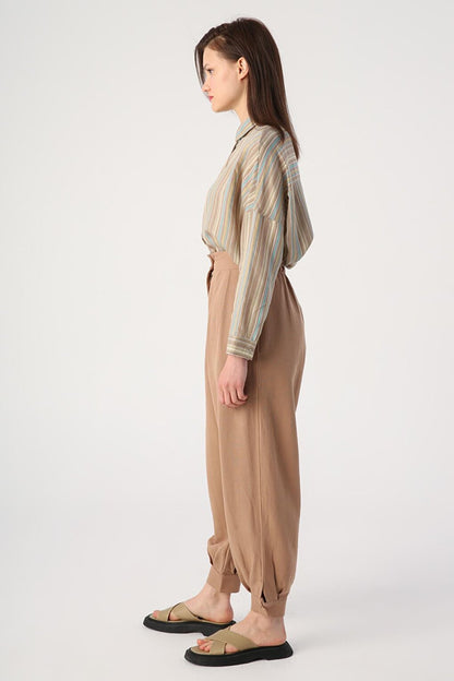 Soil Pleated Leg Epaulette Linen Trousers