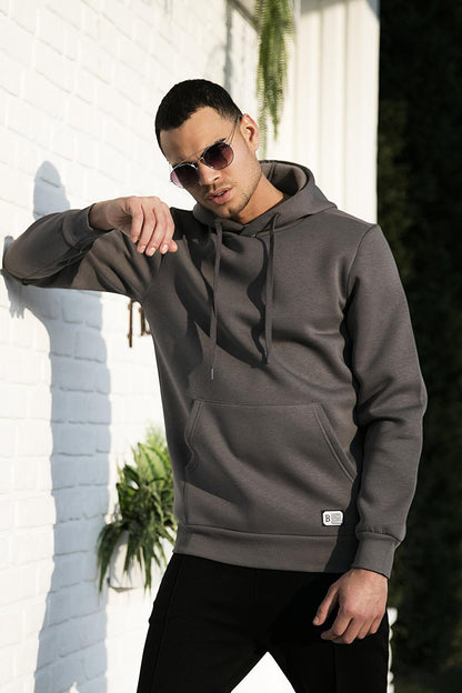 Slim Fit Hooded Kangaroo Pocket Soft Lined Sweatshirt 5905281