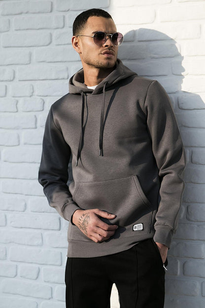 Slim Fit Hooded Kangaroo Pocket Soft Lined Sweatshirt 5905281