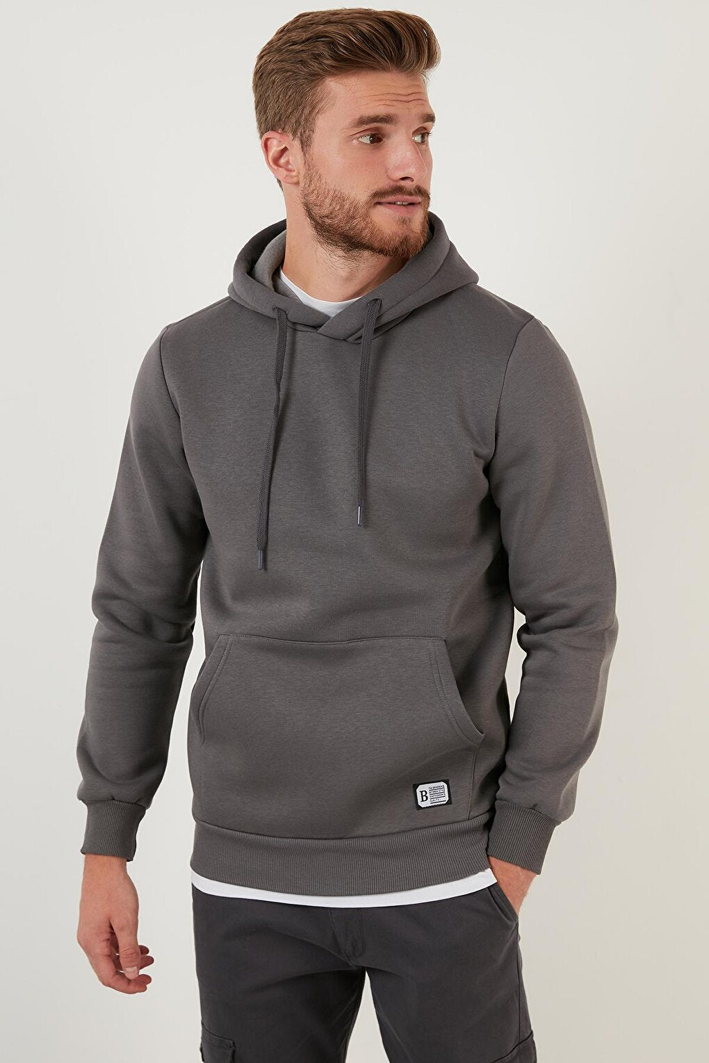 Slim Fit Hooded Kangaroo Pocket Soft Lined Sweatshirt 5905281