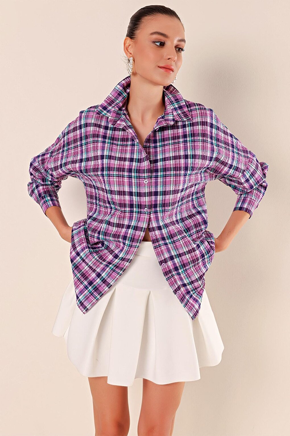 3900 Oversize Long Basic Shirt - A. Purple