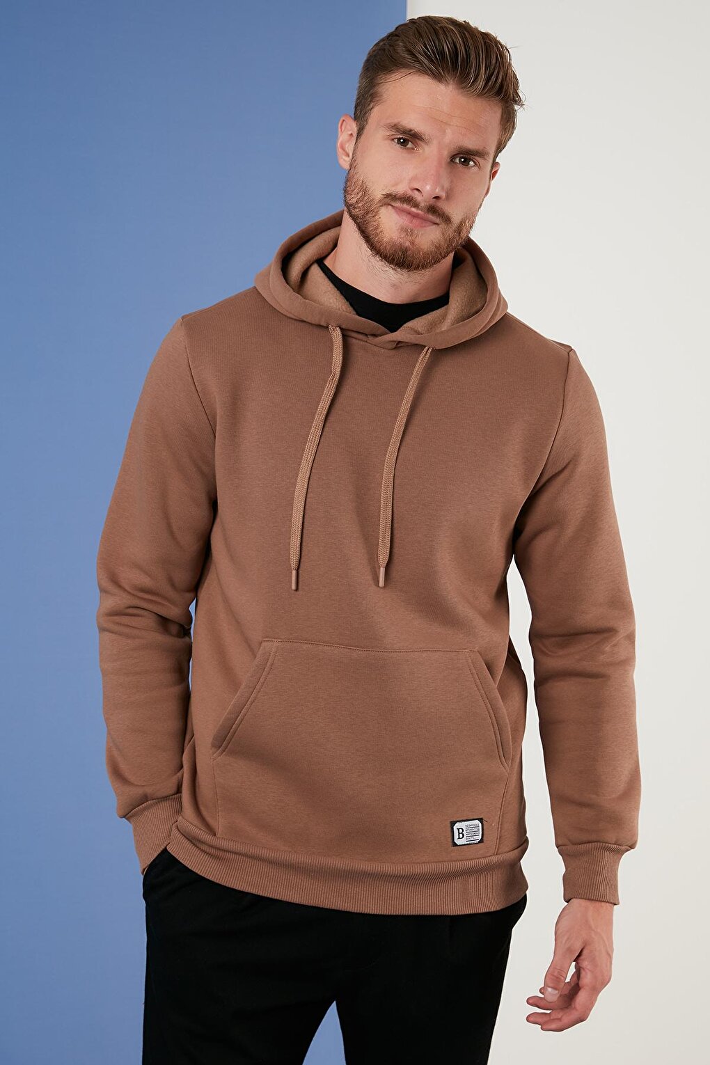 Slim Fit Hooded Kangaroo Pocket Lined Soft Lined Sweat 5905281