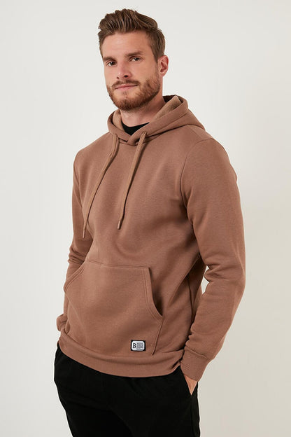 Slim Fit Hooded Kangaroo Pocket Lined Soft Lined Sweat 5905281