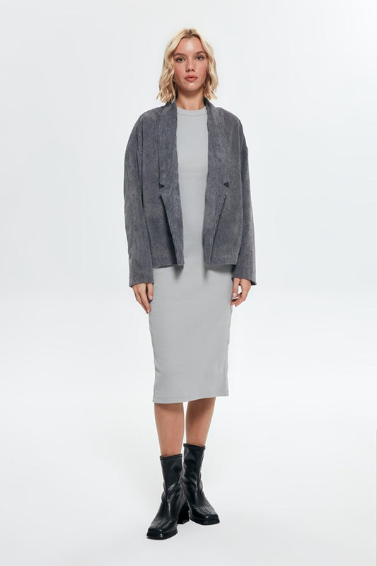 Ribbed Oversize Jacket Anthracite