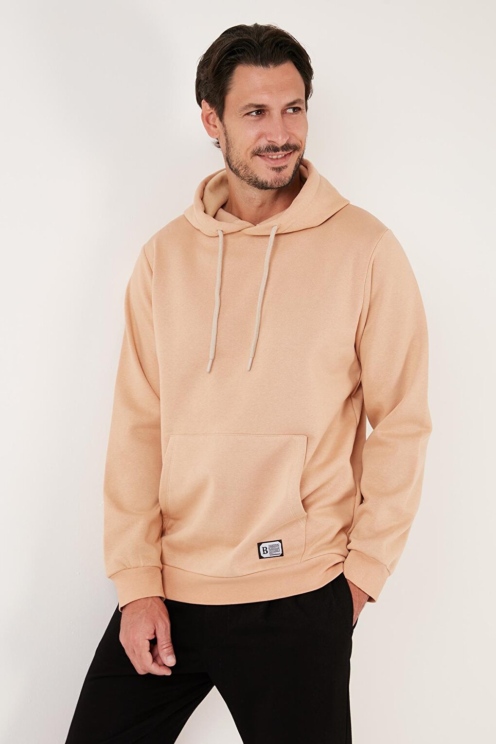 Slim Fit Hooded Kangaroo Pocket Soft Lined Sweatshirt 5905281