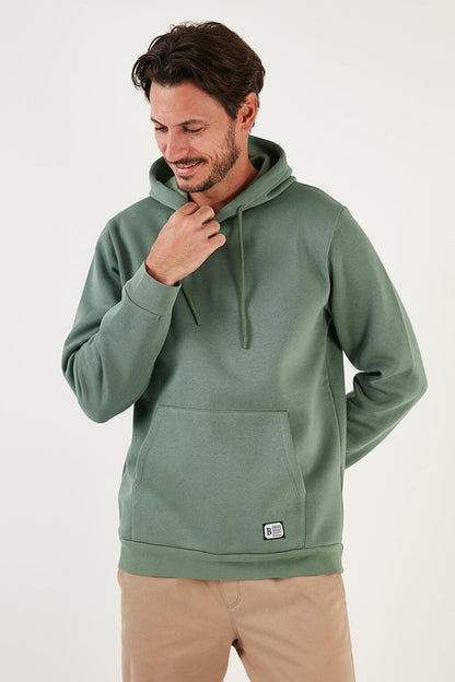 Slim Fit Hooded Kangaroo Pocket Soft Lined Sweatshirt 5905281