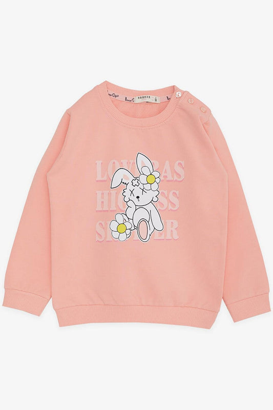 Girl's Sweatshirt Rabbit Printed Salmon (1.5-5 Years)