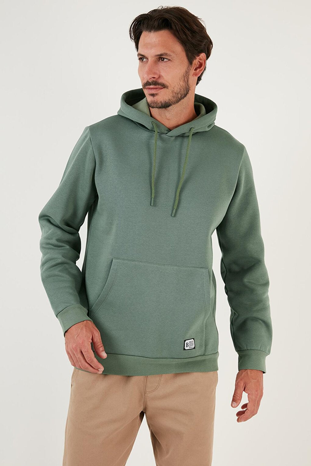 Slim Fit Hooded Kangaroo Pocket Soft Lined Sweatshirt 5905281