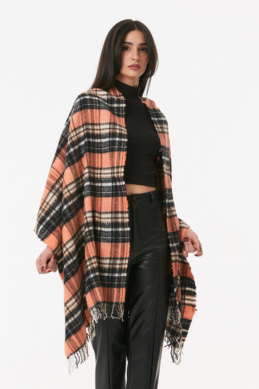 Plaid Patterned Soft Textured Shawl