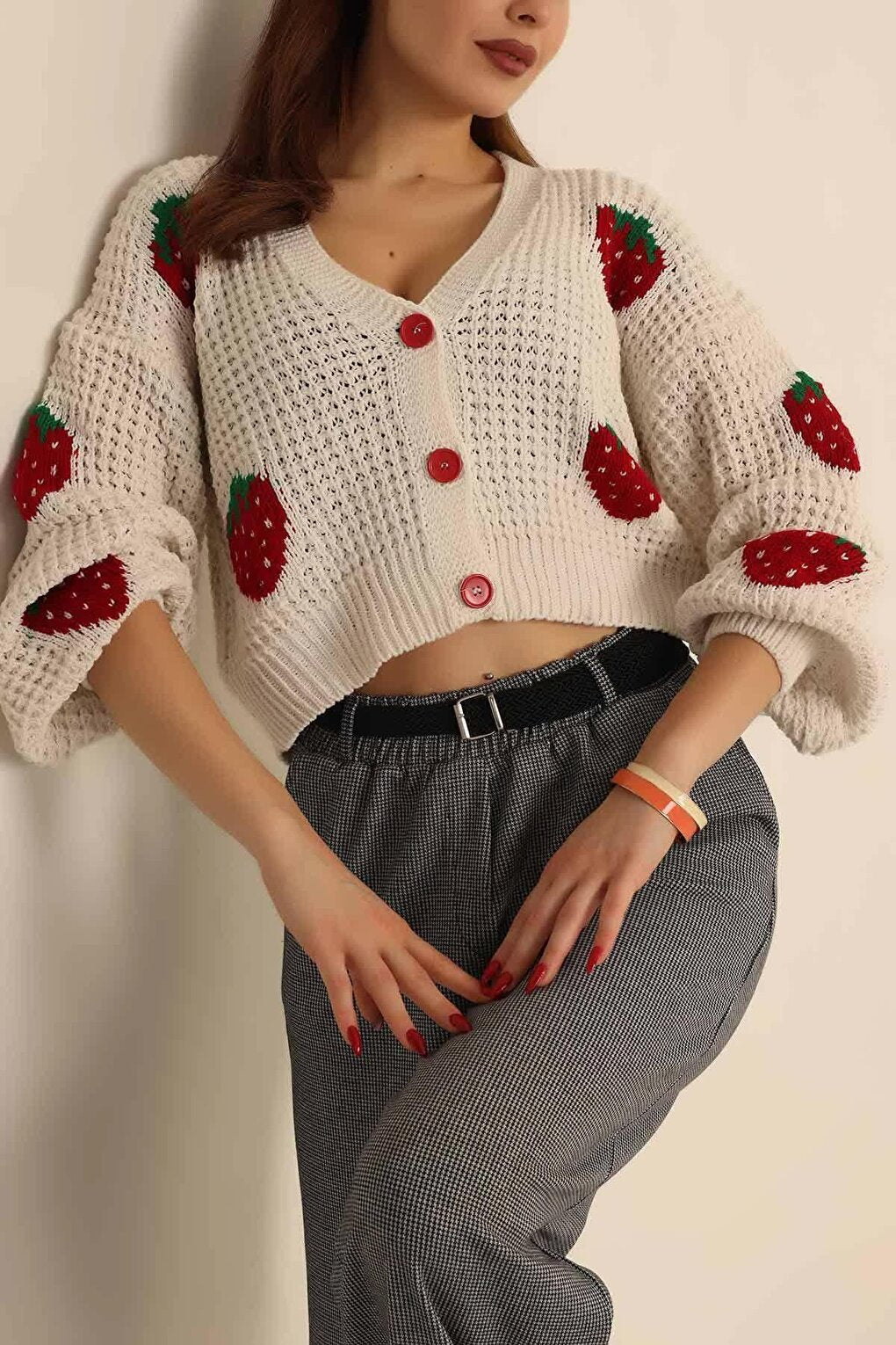 Strawberry Printed Cardigan