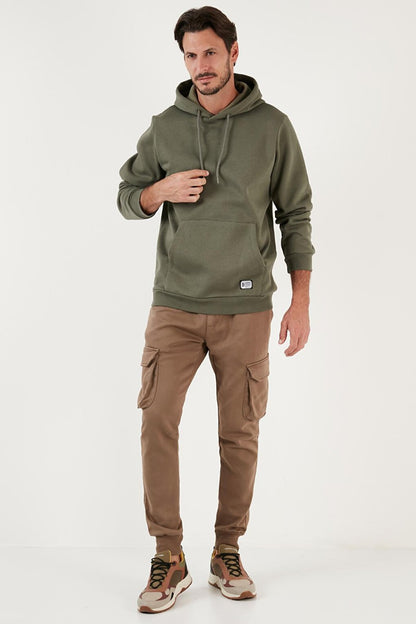 Slim Fit Hooded Kangaroo Pocket Soft Lined Sweatshirt 5905281