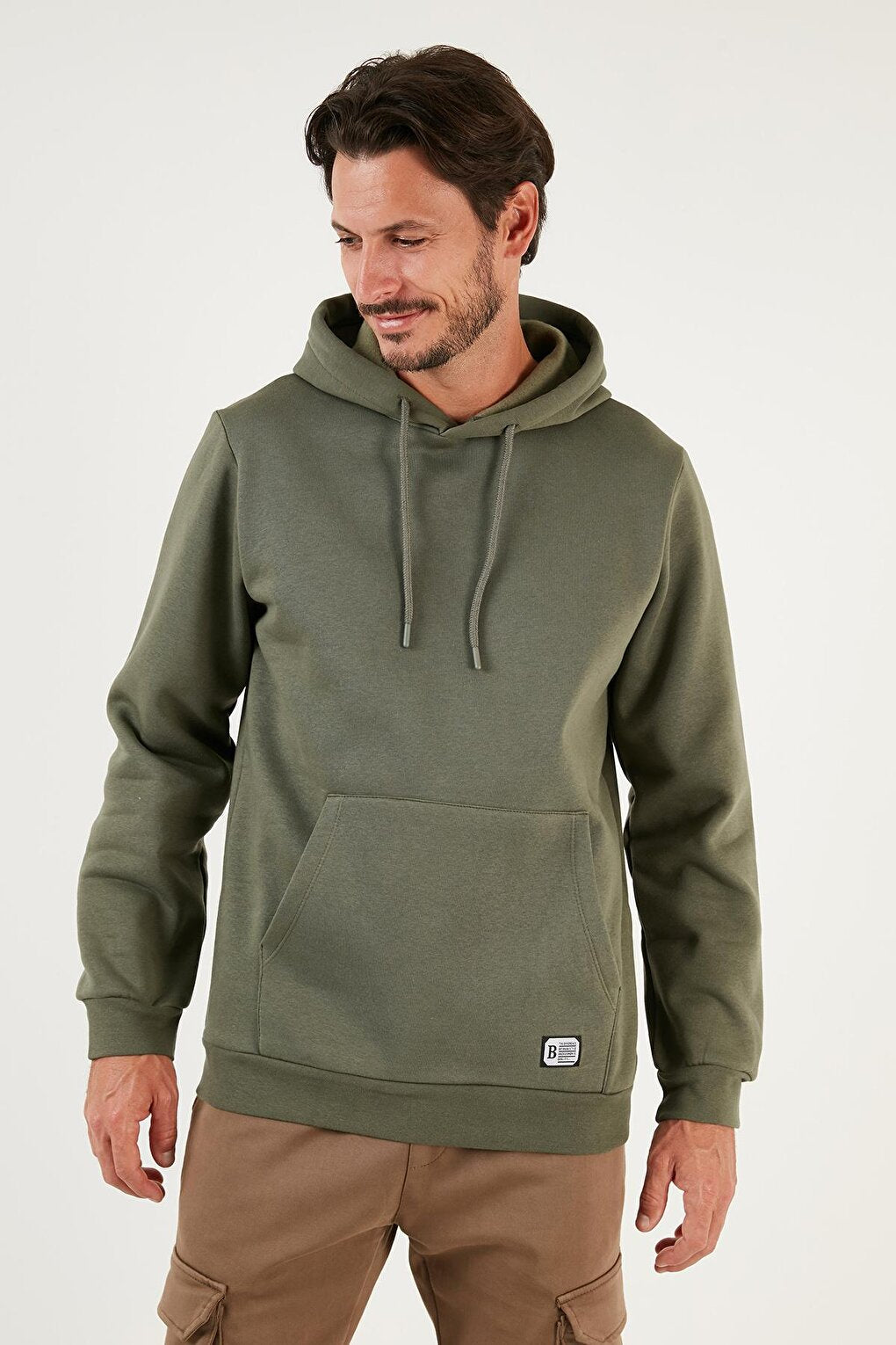 Slim Fit Hooded Kangaroo Pocket Soft Lined Sweatshirt 5905281