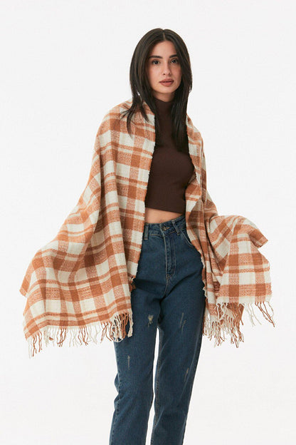 Plaid Patterned Soft Textured Shawl