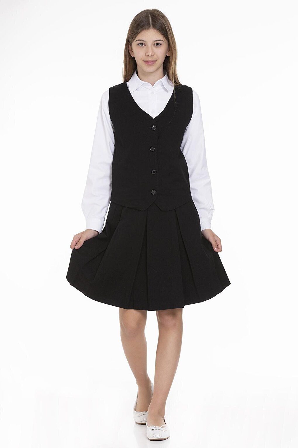 Girl's Pleated / Buckle Gabardine Skirt 9-14 Years Lx250