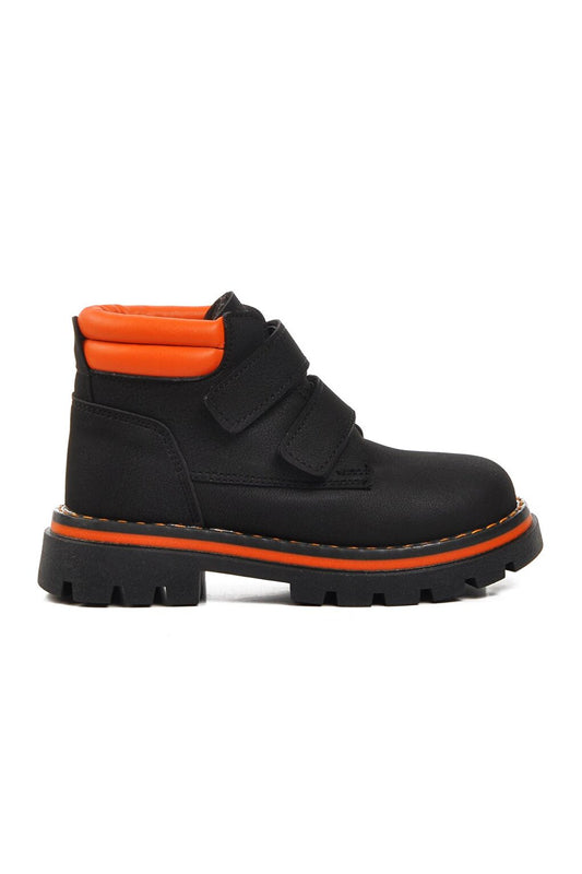 Ctaye-P Black-Orange Children's Boots with Fleece Inside