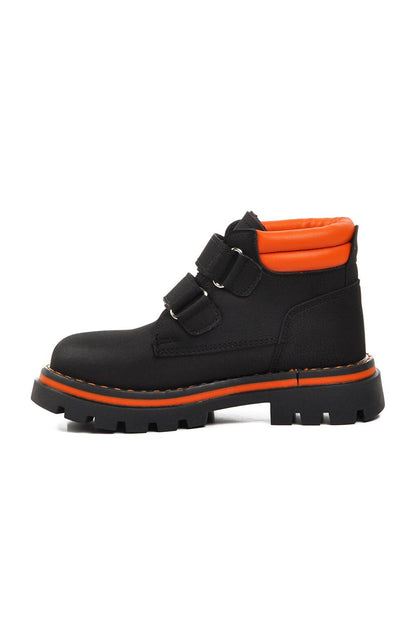 Ctaye-P Black-Orange Children's Boots with Fleece Inside