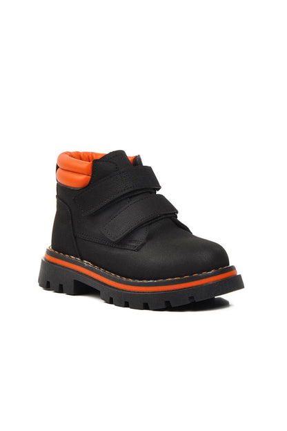 Ctaye-P Black-Orange Children's Boots with Fleece Inside