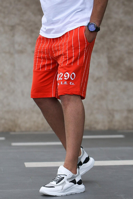 Striped Printed Daily Orange Shorts 2909