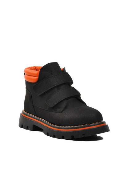 Ctaye-F Black-Orange Kids Boots with Fleece Inside