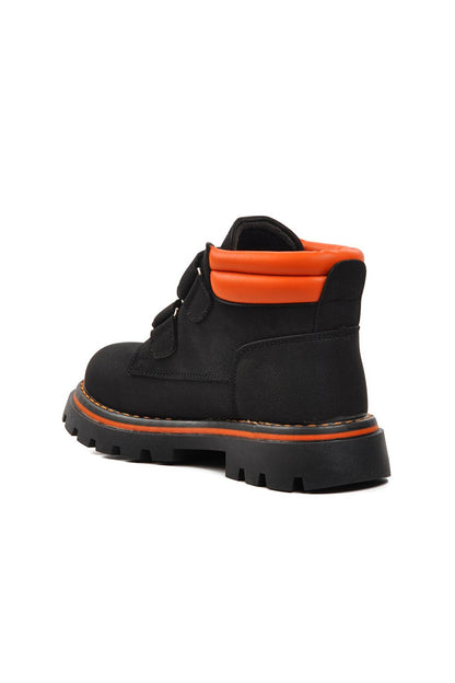 Ctaye-F Black-Orange Kids Boots with Fleece Inside