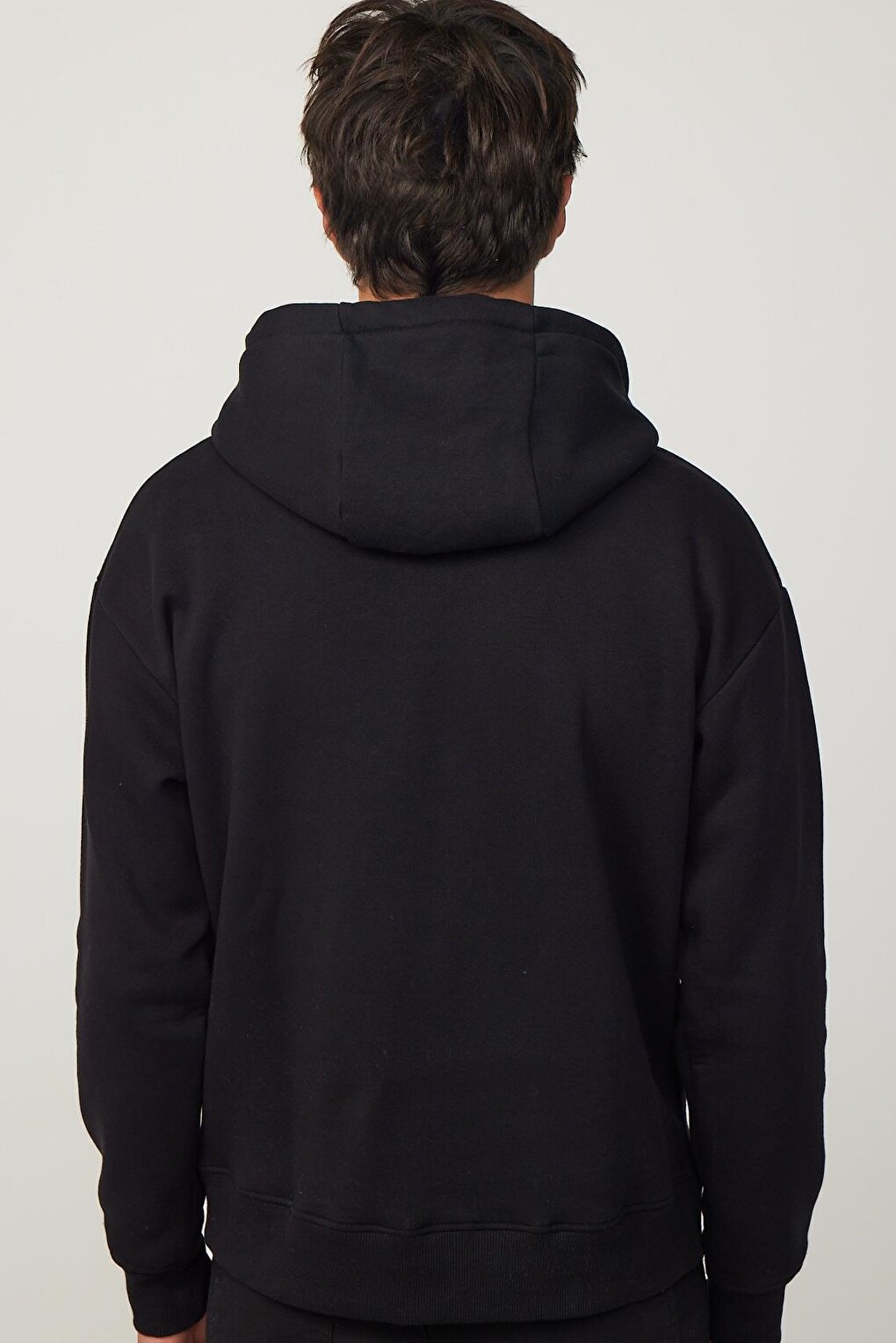 Oversize Cotton Hooded Basic Black Unisex Hoodie