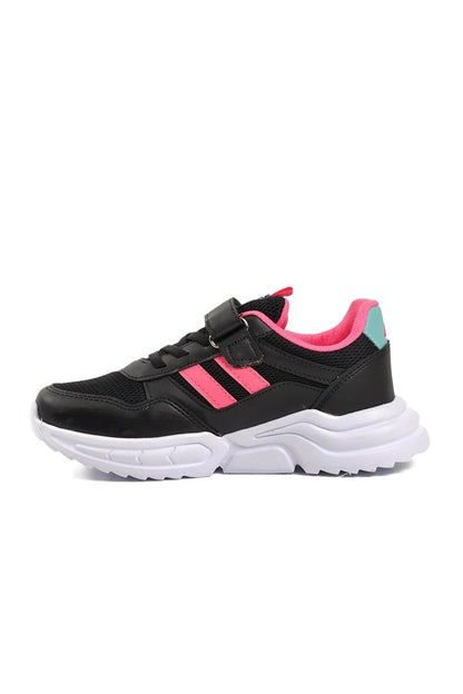 719-F Black-Fuchsia Kids Sports Shoes