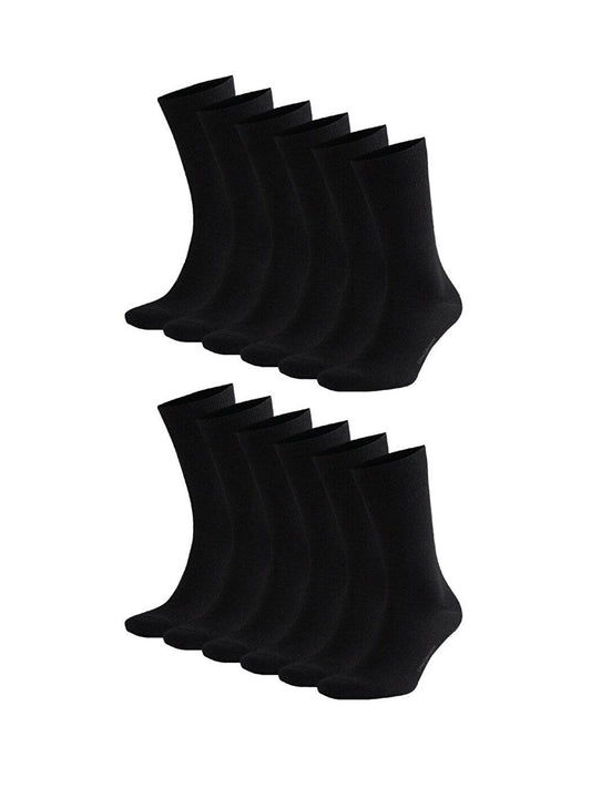 Men's Classic Plain Black Socks 12-pack