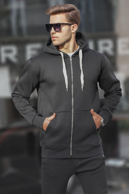 Black Hooded Regular Fit Men's Sweatshirt 6140