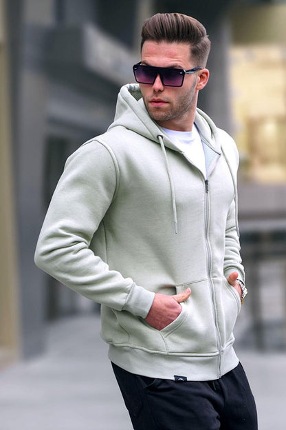 Mint Green Hooded Regular Fit Men's Sweatshirt 6033