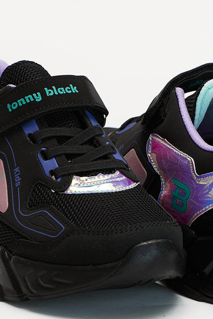 Children's Unisex Black Hologram Sports Shoes Tbz31