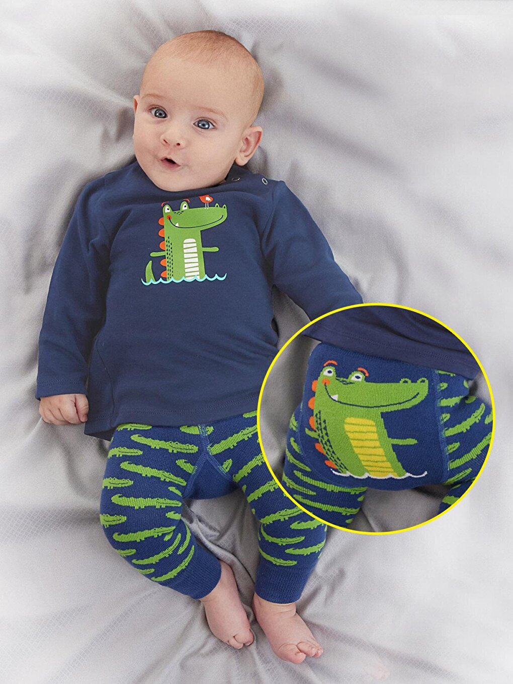 Crocodile Baby Boy Tshirt, Tights-Pants Set