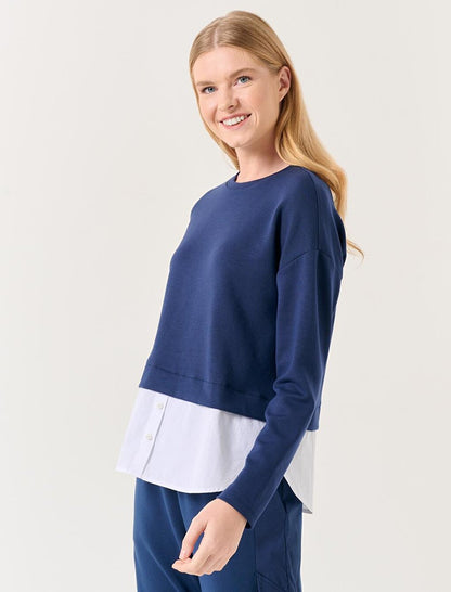 Navy Blue Long Sleeve Crew Neck Sweatshirt