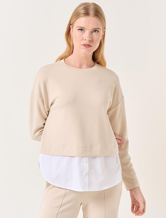 Beige Long Sleeve Crew Neck Sweatshirt