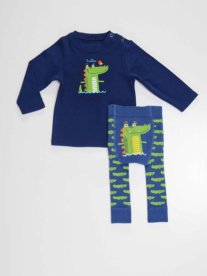 Crocodile Baby Boy Tshirt, Tights-Pants Set