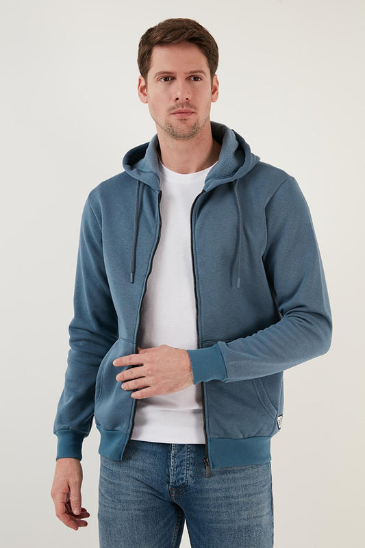 Slim Fit Hooded Zippered Soft Lined Winter Sweat 5905340