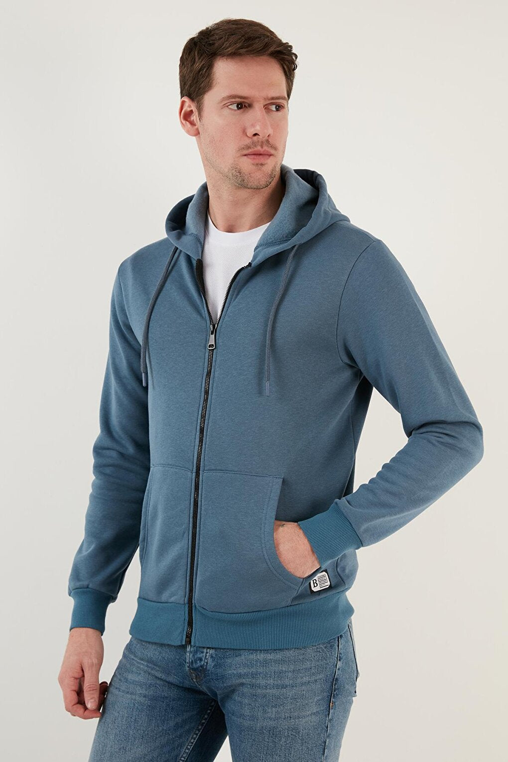 Slim Fit Hooded Zippered Soft Lined Winter Sweat 5905340