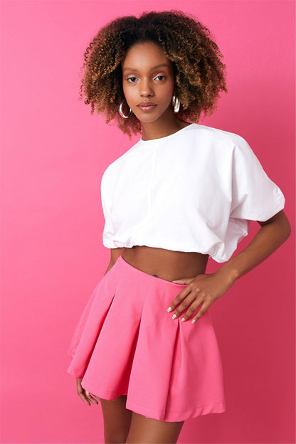 Pink, Pleated Short Skirt