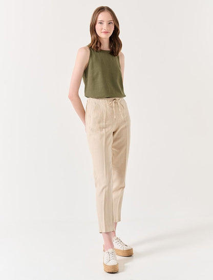 Stone Normal Leg Normal Waist Woven Linen Trousers