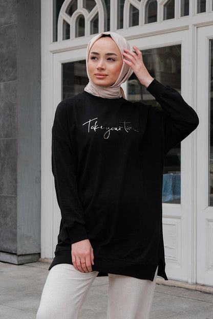 Women's Crew Neck Sweat Black