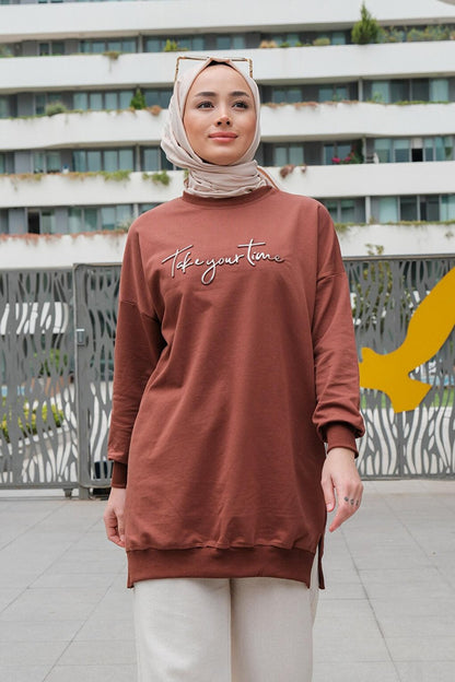 Women's Crew Neck Sweat Brown